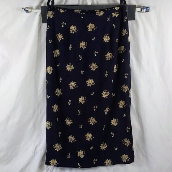 Source Unknown Dresses & Skirts - Source Unknown Women's Dark Blue Floral Pencil Midi Skirt Size 14